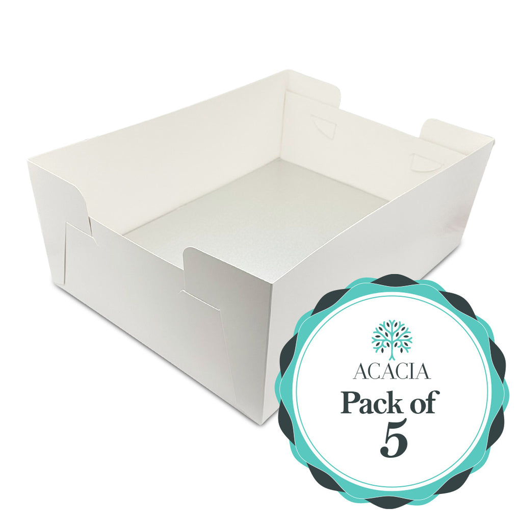 ACACIA 18" x 14" White Cake Box & Board Combo | 13mm Thick Silver Sturdy Drum with Matching Box