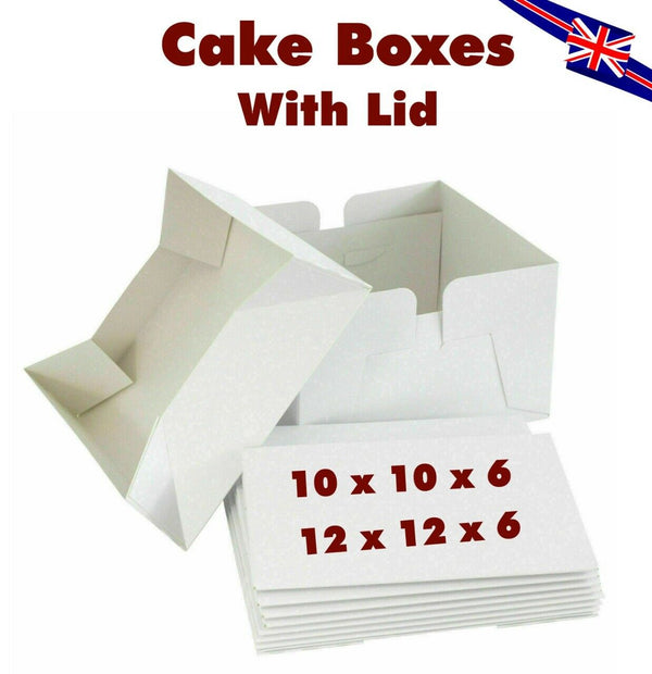 White Cake Boxes - Box & Lid - 10'' 12'' inch for Wedding, Birthday Party