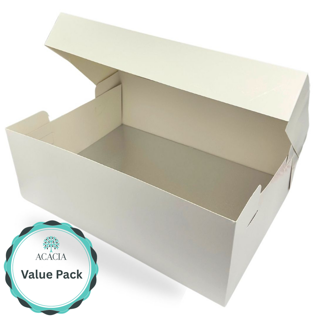 16" x 12" White Cake Box & Board Combo | 13mm Thick Silver Sturdy Drum with Matching Box