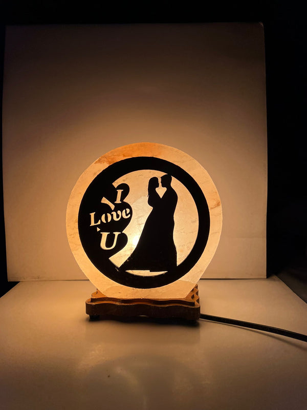 Himalayan Handmade Salt lamp with Modern wood work display Couple