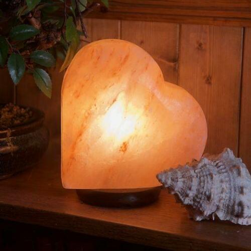 Heart Shape Himalayan Pink Salt Crystal Rock Natural Salt Ionizing Lamp